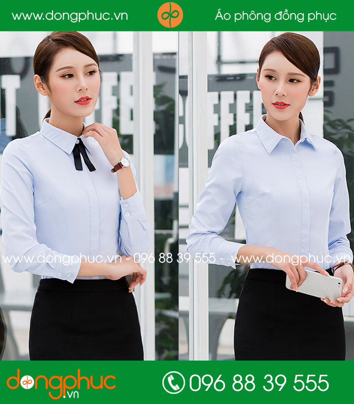  Đồng phục áo sơ mi màu xanh dương